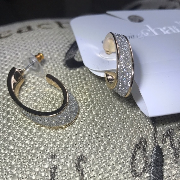 Sparkle and gold oval shaped earrings - Picture 2 of 5